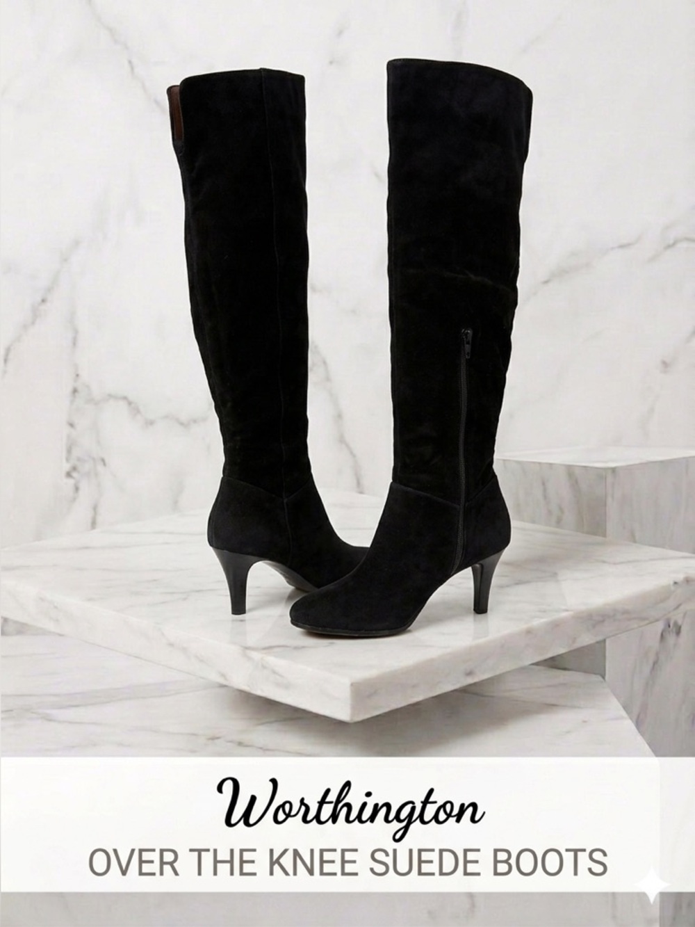 Worthington Black Suede Over-the-Knee Boots Size 7 M new!